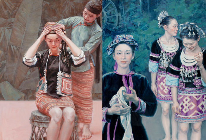 天津美术学院油画系教授于小冬教授两幅黎族题材油画