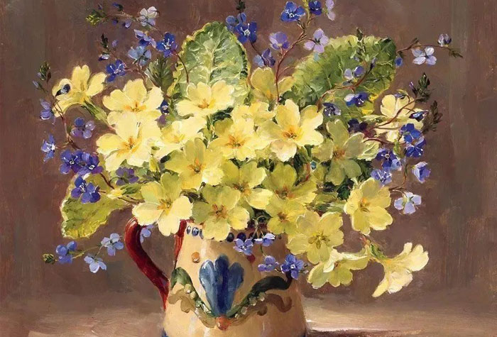 英国画家Anne Cotterill安妮·科特里尔奶奶花卉油画作品欣赏